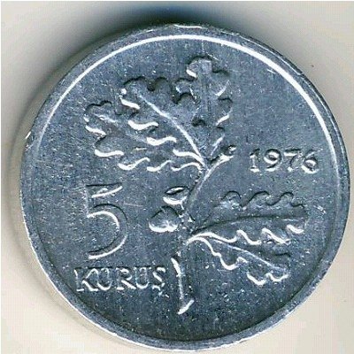 Турция 5 куруш 1976 год