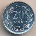 Турция 20 лир 1981 год
