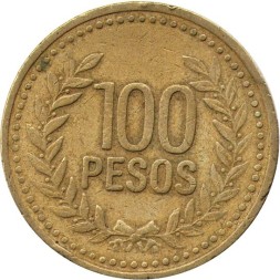 Колумбия 100 песо 1994 год (большие цифры номинала)