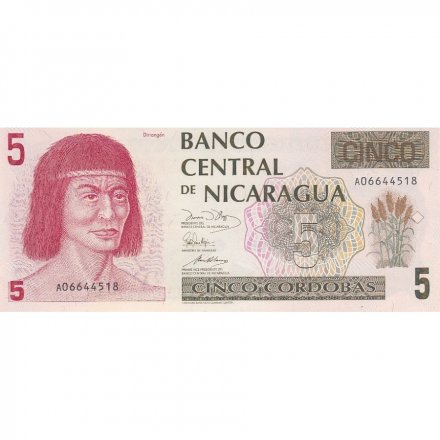 Никарагуа 5 кордоба 1991 год - Индейский касик (вождь) Дирианген. Рафаэла Эррера UNC