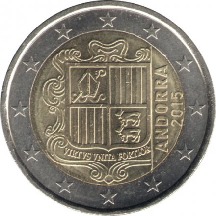 Андорра 2 евро 2015 год - Герб Княжества Андорра