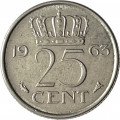 Нидерланды 25 центов 1963 год