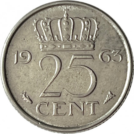 Нидерланды 25 центов 1963 год