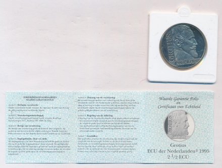 Нидерланды 2 1/2 экю 1995 год - 350 лет со дня смерти Гуго Гроция