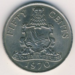 Монета Бермудские острова 50 центов 1970 год