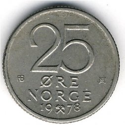 Норвегия 25 эре 1978 год