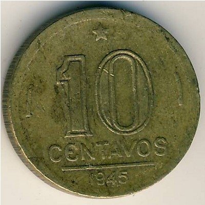 Бразилия 10 сентаво 1945 год - Жетулиу Дорнелис Варгас