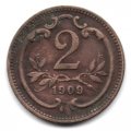 Австрия 2 геллера 1909 год