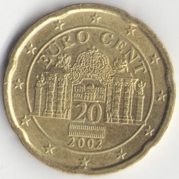 Австрия 20 евроцентов 2002 год - Дворец Бельведер