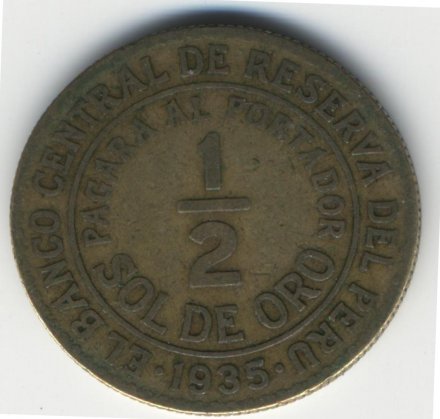 Перу 1/2 соля 1935 год