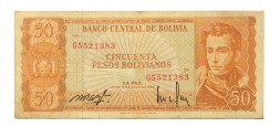 Боливия 50 боливиано 1962 год - VF