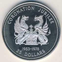 Виргинские острова 25 долларов 1978 год