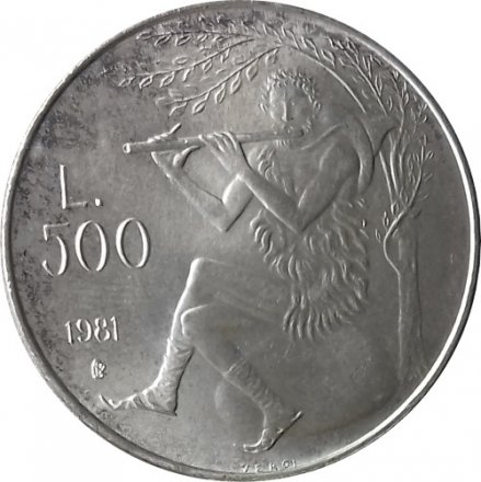 Сан-Марино 500 лир 1981 год - 2000 лет со дня смерти Вергилия, Буколики (игра на флейте)