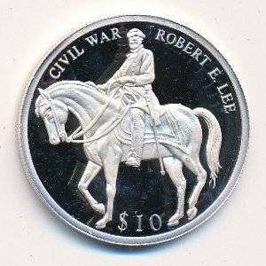 Либерия 10 долларов 2000 год - Генерал Роберт Эдвард Ли