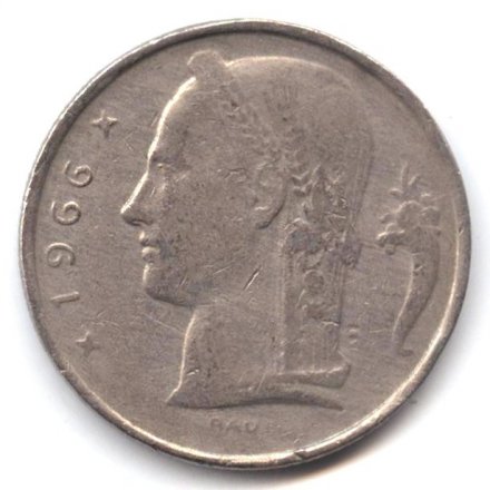 Бельгия 5 франков 1966 год BELGIE