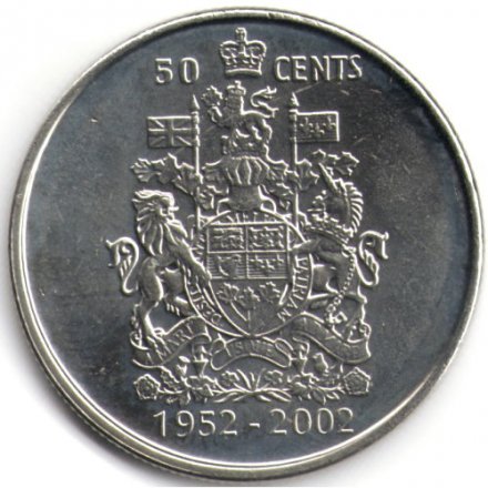 Канада 50 центов 2002 год - 50 лет правления Королевы