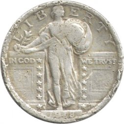 США 25 центов (1/4 доллара) 1918 год (S)