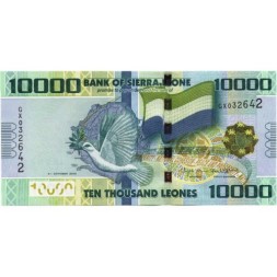 Сьерра-Леоне 10000 леоне 2018 год - Голубь, карта и флаг Сьерра-Леоне UNC
