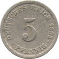 Германия 5 пфеннигов 1893 год (D)