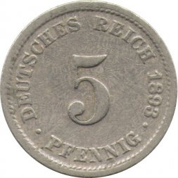 Германия 5 пфеннигов 1893 год (D)