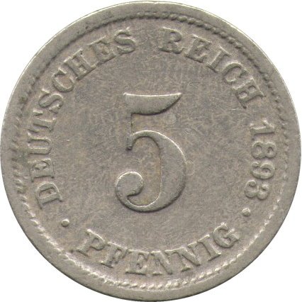 Германия 5 пфеннигов 1893 год (D)