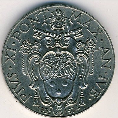 Ватикан 2 лиры 1933 год
