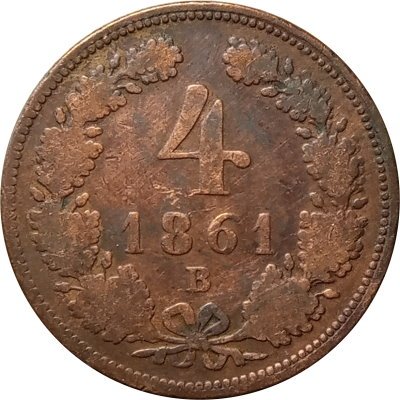 Австрия 4 крейцера 1861 год (B)