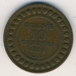 Тунис 10 сантимов 1891 год
