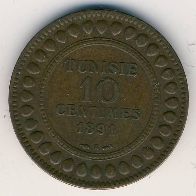 Тунис 10 сантимов 1891 год