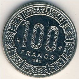 Монета Центральная Африка 100 франков 1998 год