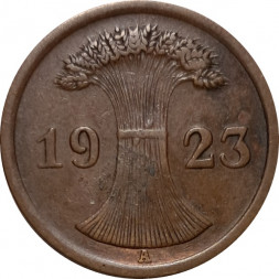 Веймарская республика 2 рентенпфеннига 1923 год (A)