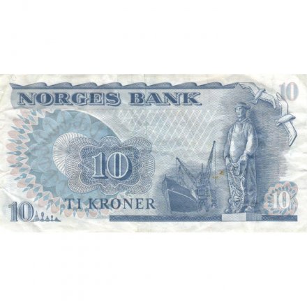 Норвегия 10 крон 1979 год - Фритьоф Нансен. Скульптура «Рыбак» и чайки - VF