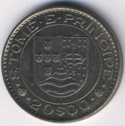 Монета Сан-Томе и Принсипи 20 эскудо 1971 год
