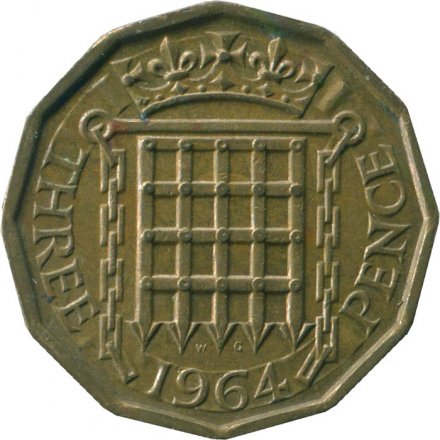 Великобритания 3 пенса 1964 год