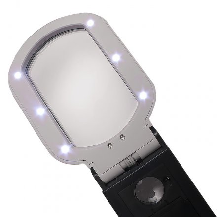 Лупа настольная складная с подсветкой с 7 LED подсветкой/ультрафиолет 10х/25х 3AAA TH-7018-FX 108