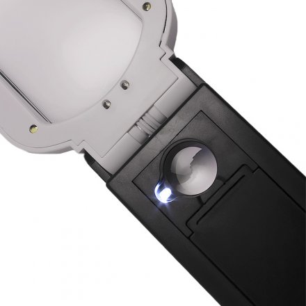 Лупа настольная складная с подсветкой с 7 LED подсветкой/ультрафиолет 10х/25х 3AAA TH-7018-FX 108