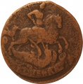 2 копейки 1757 год (номинал под Св. Георгием, гурт сетчатый, маленькая заготовка) Елизавета Петровна (1741 - 1762) - F