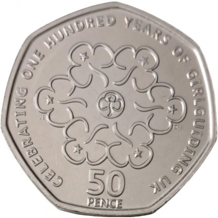 Великобритания 50 пенсов 2010 год - 100 лет женской организации скаутов