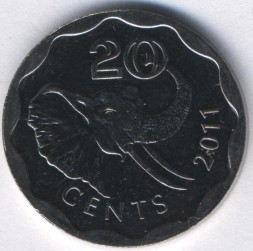 Монета Свазиленд 20 центов 2011 год - Мсвати III
