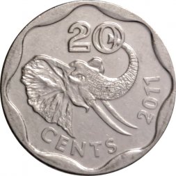 Свазиленд 20 центов 2011 год - Мсвати III