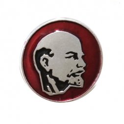 Значок В.И. Ленин, круглый (красный фон)