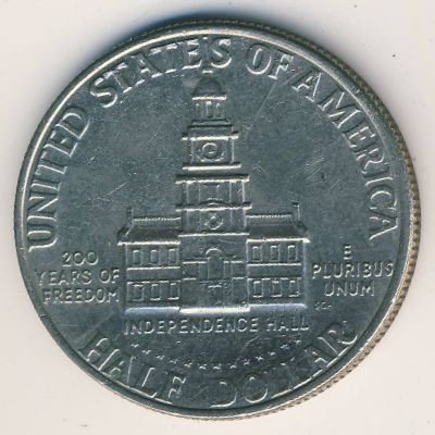 США 1/2 доллара 1976 год - 200-летие Независимости (медь-никель) (без отметки МД)