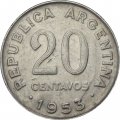 Аргентина 20 сентаво 1953 год