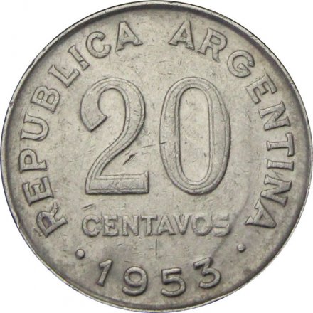 Аргентина 20 сентаво 1953 год