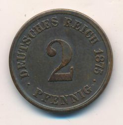 Германия 2 пфеннига 1875 год (A)