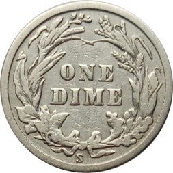 США 1 дайм (10 центов) 1916 год - Barber Dime (S)