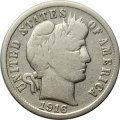 США 1 дайм (10 центов) 1916 год - Barber Dime (S)