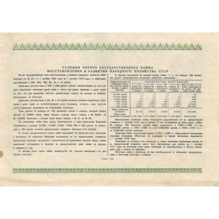 Облигация 25 рублей 1950 год Пятый государственный заем восстановления и развития народного хозяйства СССР - XF-