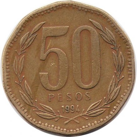 Чили 50 песо 1994 год