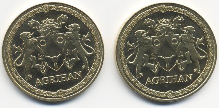 Набор из 2 монетовидных жетонов Агрихан 2017 год - История авиации
